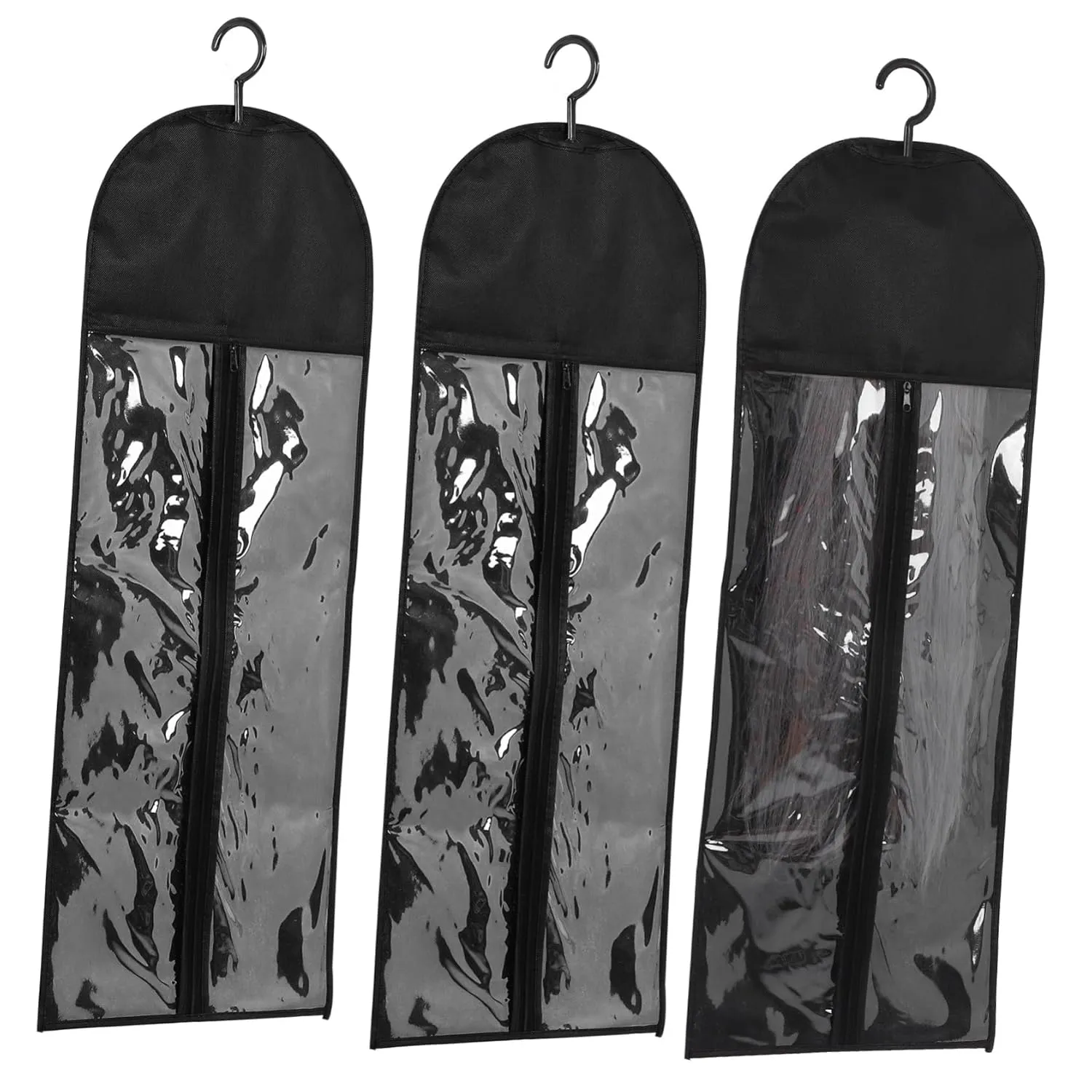 PartyKindom 3 Pack Non-woven Hair Extension Storage Bag Hanger for Suit Covers Travel Friendly