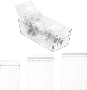 PATIKIL 1 Pack Jewelry Organizer, Clear Jewelry Display Storage Box with 30 Anti-Oxidation Bags for Earrings, Rings, Bracelets