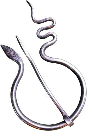 Penannular Brooch, Hand Forged Snake Design Medieval Cloak Pin Viking Jewelry Shawl Brooches for Cloak Shawl Scarf