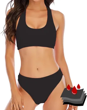 Period Swimwear for Teens Two Piece Swim Bikini Sets Women Period Swimsuit Girls Leakproof Bathing Suits Sporty