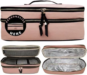 Personalized Hair Tools Travel Bag | Curling Iron Travel Case with Monogramming Heat Resistant | Traveling Case for Grooming Supplies | Hair Straightener Pouch for Hot Tools for Women | Pink