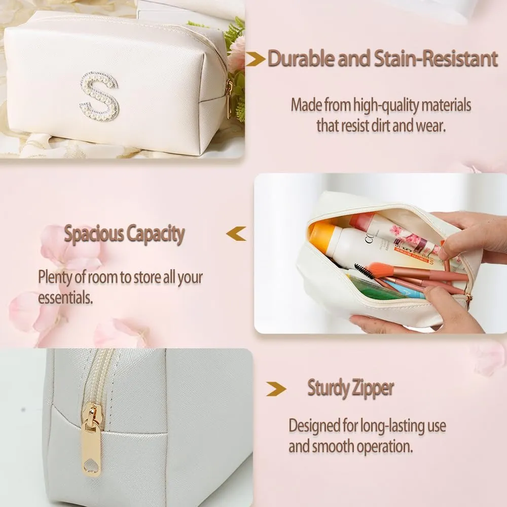 Personalized Initial Jewelry Box Travel Jewelry Case With Mirror, Makeup Bag Cosmetic Bag Ring Necklace Earring Holder Organizer, for Teen Girls Friend Woman Birthday Gift(I)