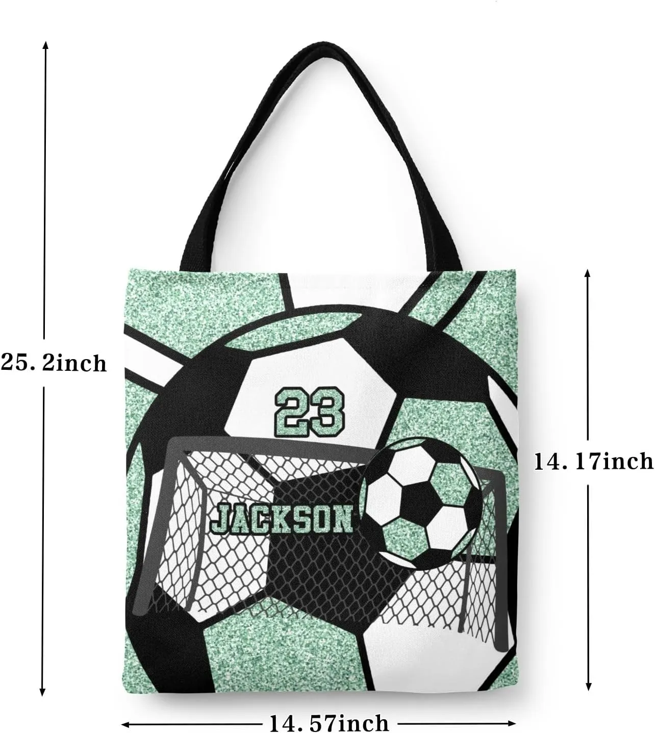 Personalized Name Gym Sport Soccer Ball Red Handbag Gift Bags Christmas Treat Bags for Holiday Party Gift Bags