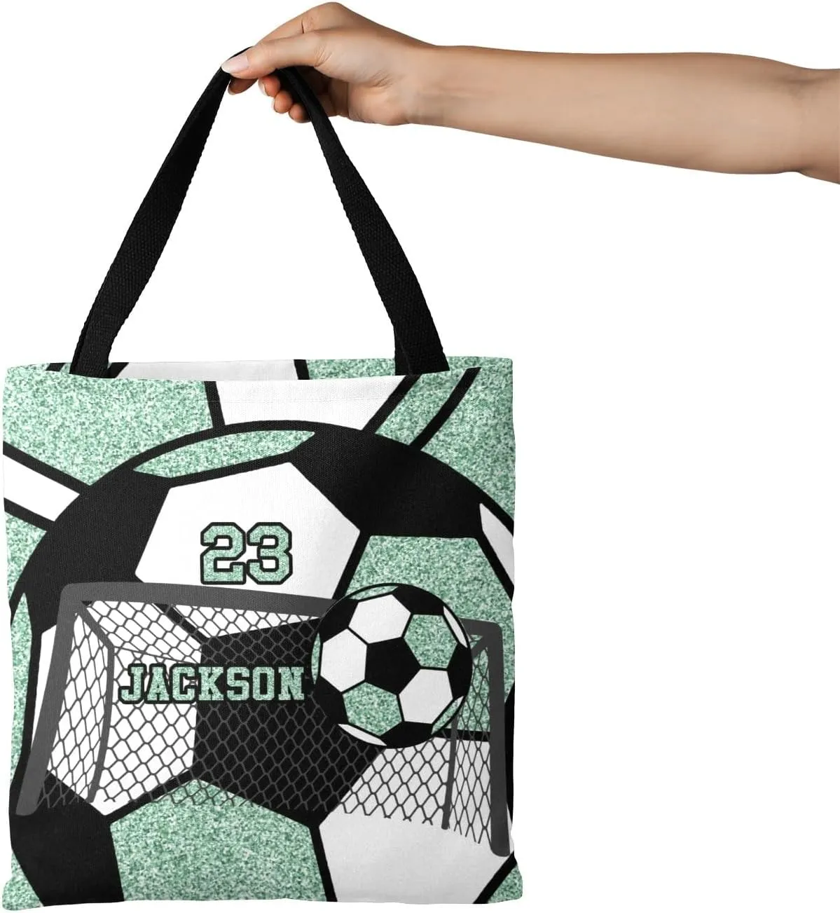 Personalized Name Gym Sport Soccer Ball Red Handbag Gift Bags Christmas Treat Bags for Holiday Party Gift Bags