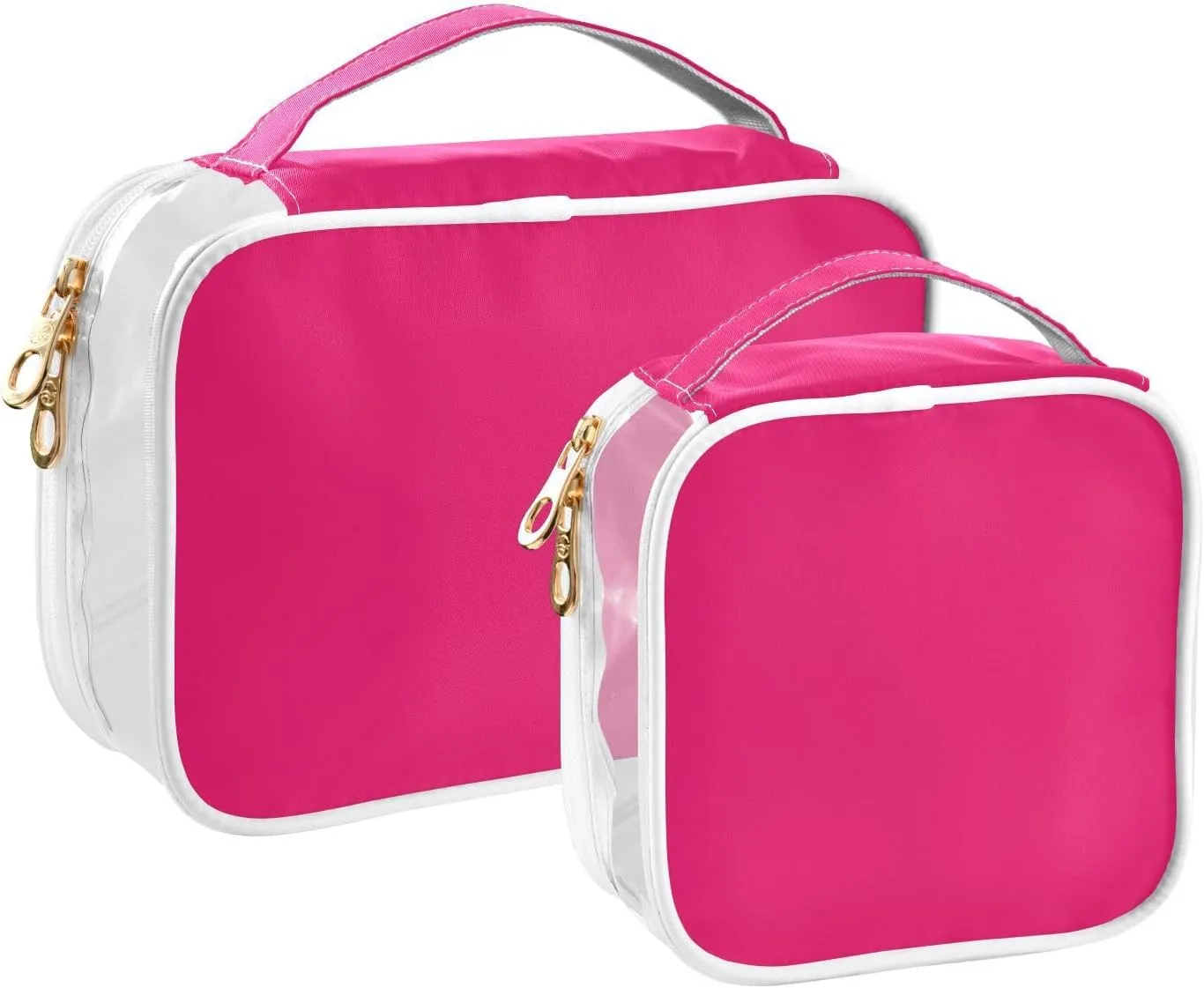 Pink Clear Makeup Bags TSA Approved Toiletry Bag for Women Men Cosmetic Bags with Zipper Carry On Airport Airline Compliant Bag Quart Size PVC Travel Bags for Toiletries Business, 2 Pack