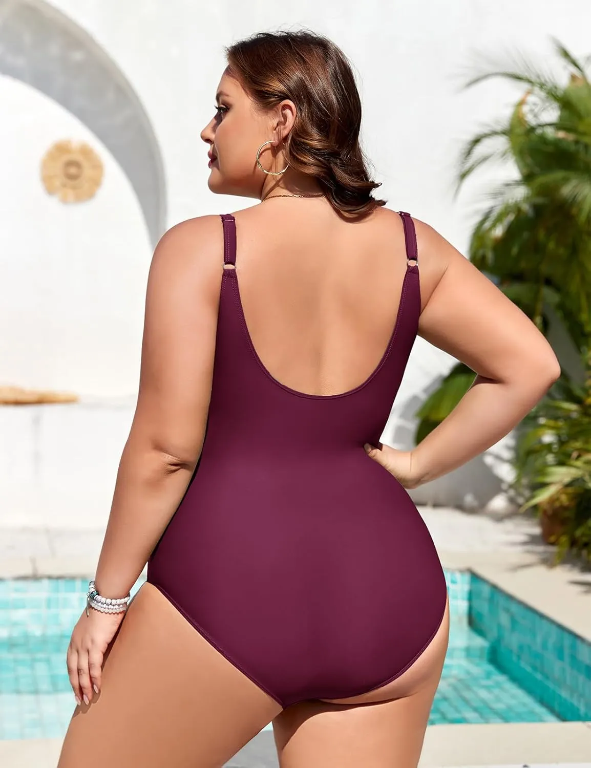 Plus Size Bathing Suit for Women Tummy Control One Piece Swimsuit Push Up Modest Swim Suits Adjustable Straps L-4XL