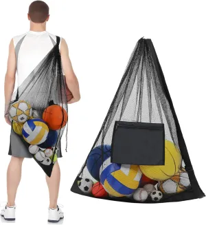 POPETPOP Football Bag Zippered Pocket Mesh Ball Bag for Basketball Soccer Volleyball