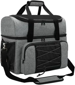 Portable Bowling Bag for 2 Balls, Shoe Bag Included, Padded Divider, Extra Pockets, Transparent PVC Shoe Compartment, Adjustable Straps for Beginner or Professional Bowlers