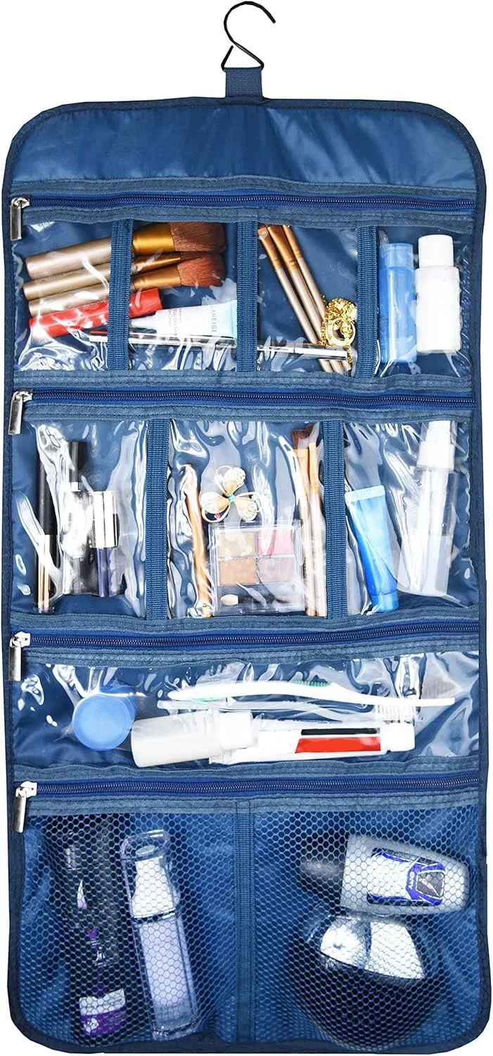 Premium Hanging Toiletry Travel Bag - Cosmetic, Jewelry, Toiletry & Accessory Storage Organizer Bag, Large Size, Various Compartments