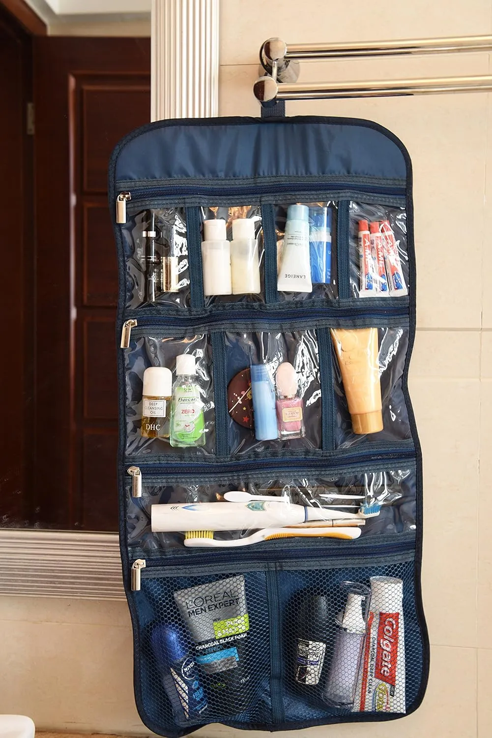 Premium Hanging Toiletry Travel Bag - Cosmetic, Jewelry, Toiletry & Accessory Storage Organizer Bag, Large Size, Various Compartments