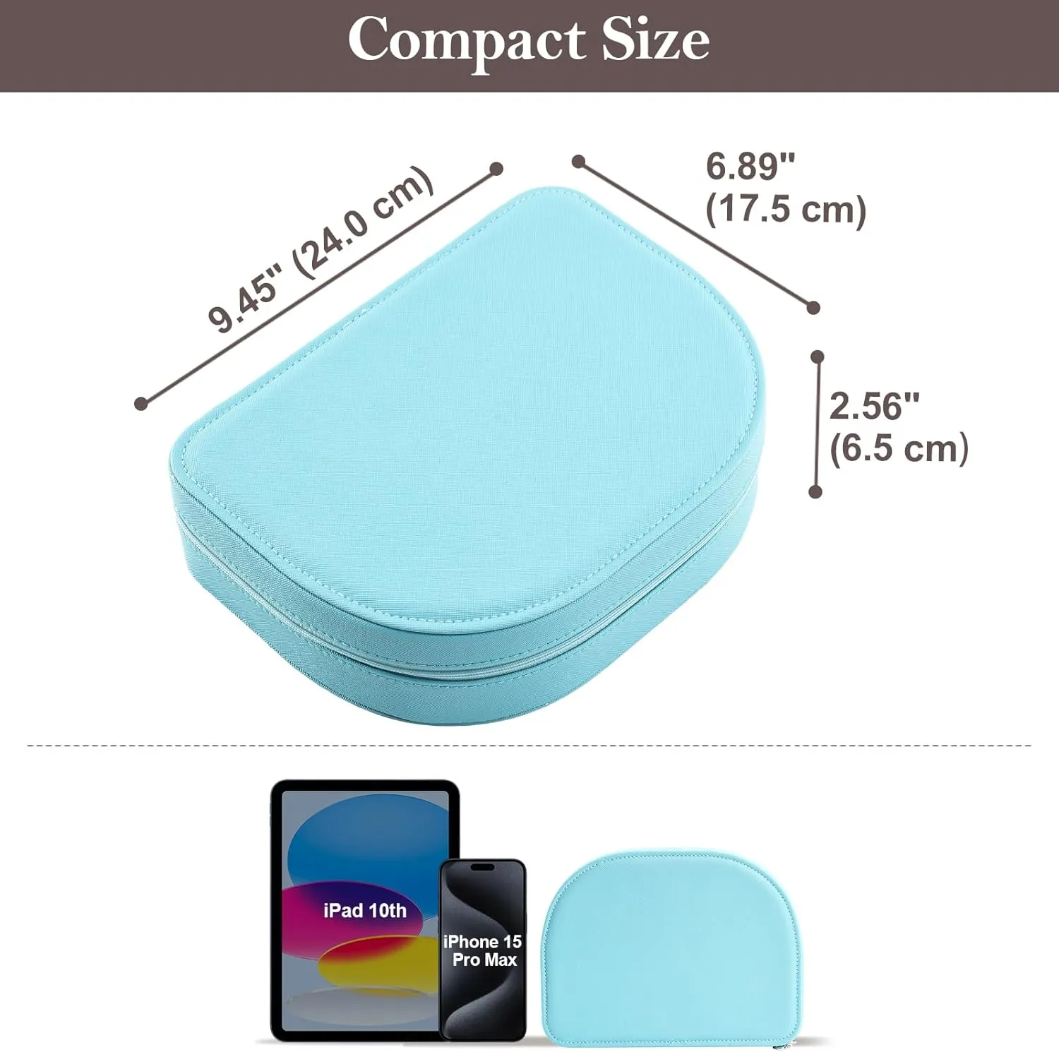 ProCase Travel Size Jewelry Box, Large Portable Seashell-Shaped Jewelry Case, 2 Layer Jewelry Organizer in PU Leather for Women -Blue