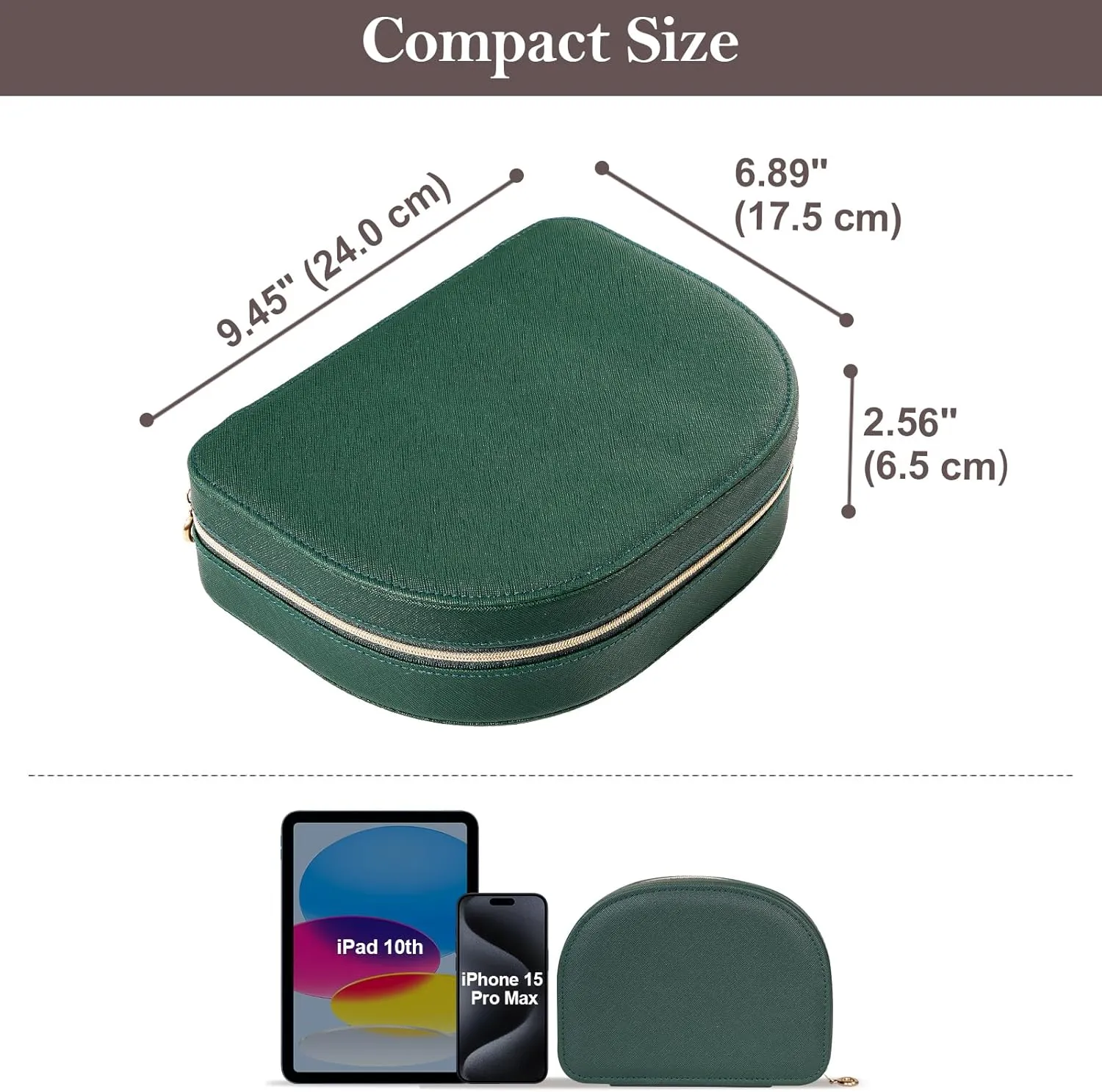 ProCase Travel Size Jewelry Box, Large Portable Seashell-Shaped Jewelry Case, 2 Layer Jewelry Organizer in PU Leather for Women -Emerald