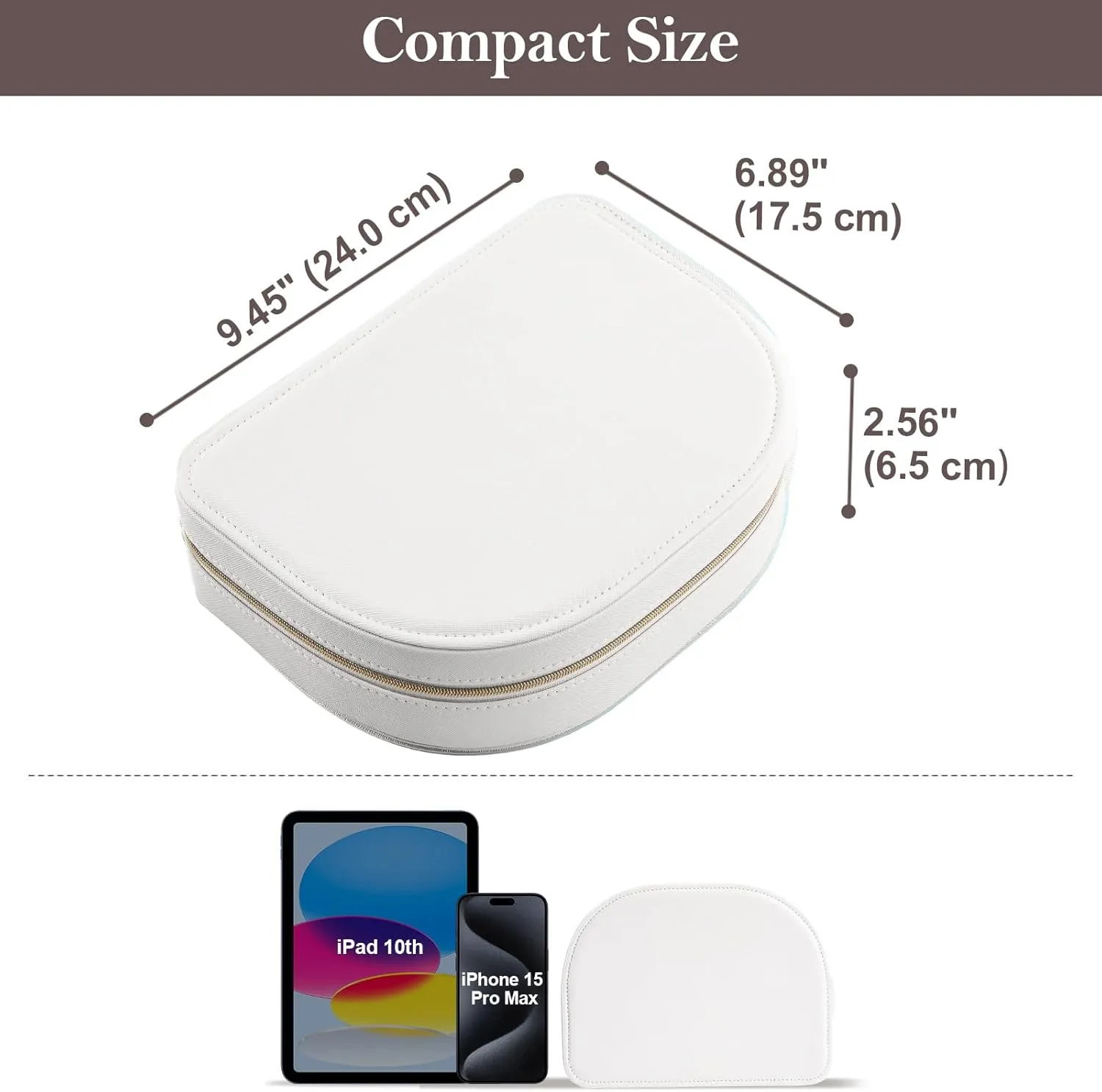 ProCase Travel Size Jewelry Box, Large Portable Seashell-Shaped Jewelry Case, 2 Layer Jewelry Organizer in PU Leather for Women -White