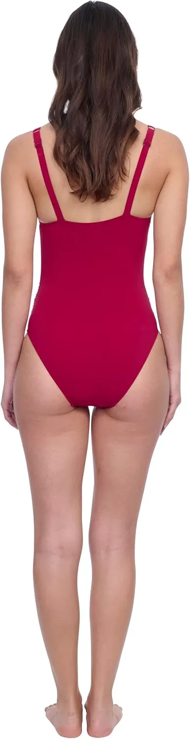 Profile by Gottex Fun Flair Womens One Piece Crossover Stylish Swimsuit with Soft Cup and Tummy Control Swim Essential