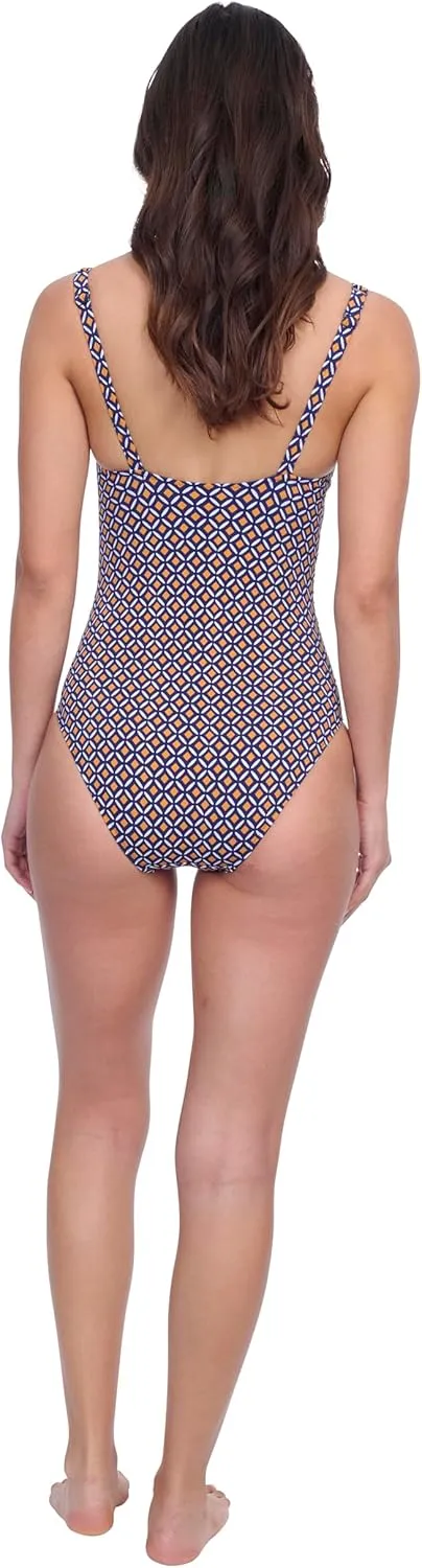 Profile by Gottex Fun Flair Womens One Piece Crossover Stylish Swimsuit with Soft Cup and Tummy Control Swim Essential