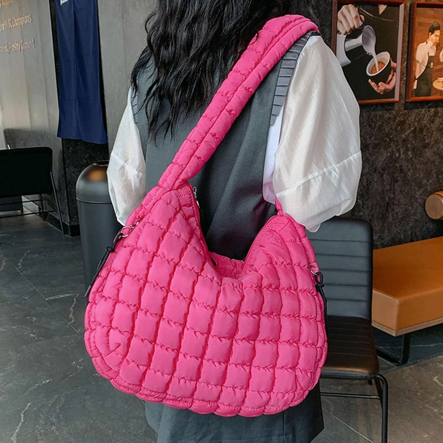 Purse Fashion Tote Top Handle Pleated Clouds Bag Fashion Shoulder Tote Dumpling Bag Large Capacity Down Cotton Armpit