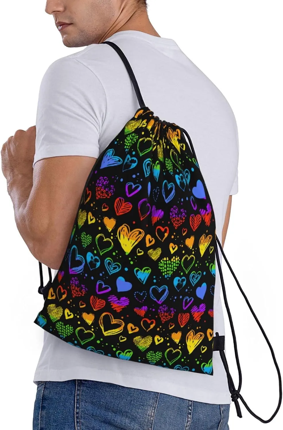 Rainbow LGBT Pride Gay Drawstring Bag Adjustable Bags Backpack for Women Men Sport Gym Beach Shopping Yoga