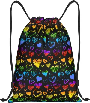 Rainbow LGBT Pride Gay Drawstring Bag Adjustable Bags Backpack for Women Men Sport Gym Beach Shopping Yoga