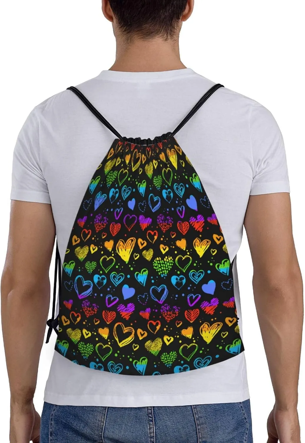 Rainbow LGBT Pride Gay Drawstring Bag Adjustable Bags Backpack for Women Men Sport Gym Beach Shopping Yoga
