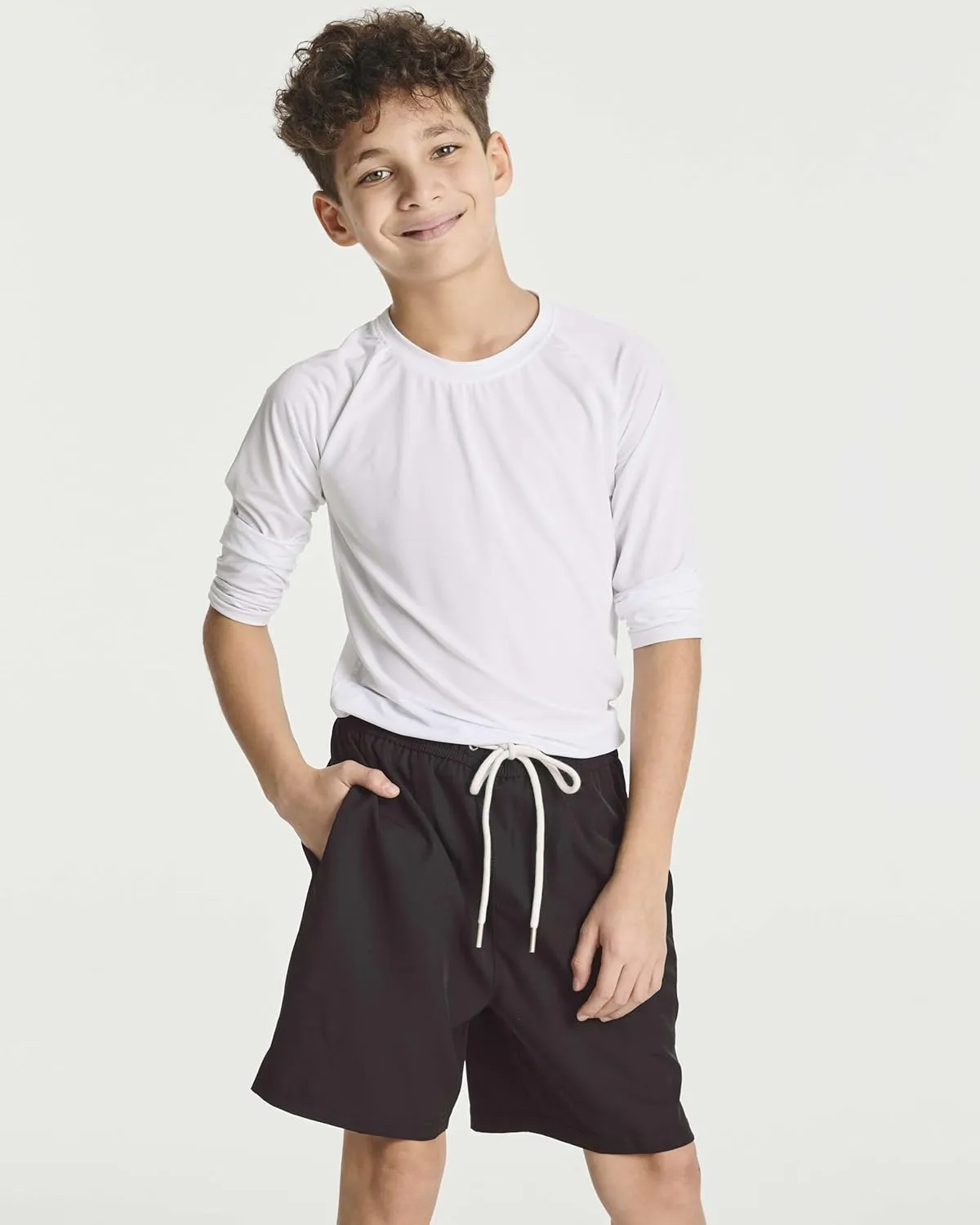 Real Essentials 3 Pack: Boys' 2 in 1 Swim Trunks with Compression Boxer Liner Stretch Beach Board Shorts Quick Dry (Age 4-18)