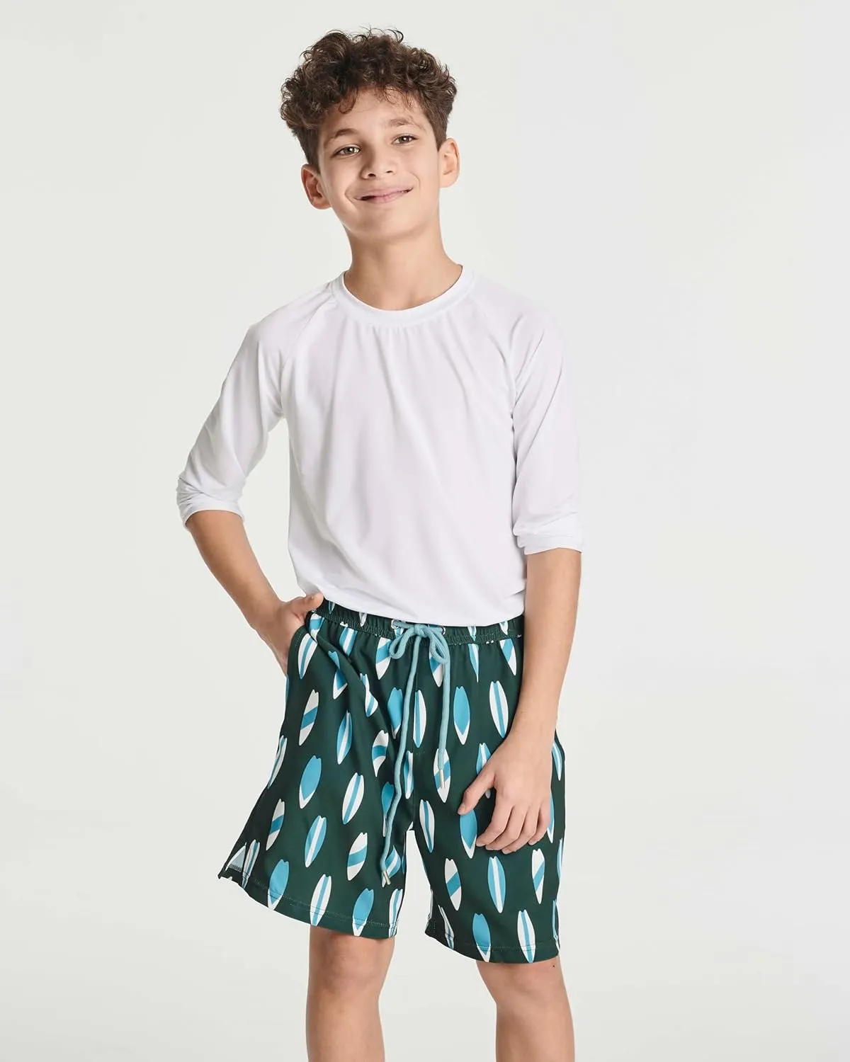 Real Essentials 3 Pack: Boys' 2 in 1 Swim Trunks with Compression Boxer Liner Stretch Beach Board Shorts Quick Dry (Age 4-18)