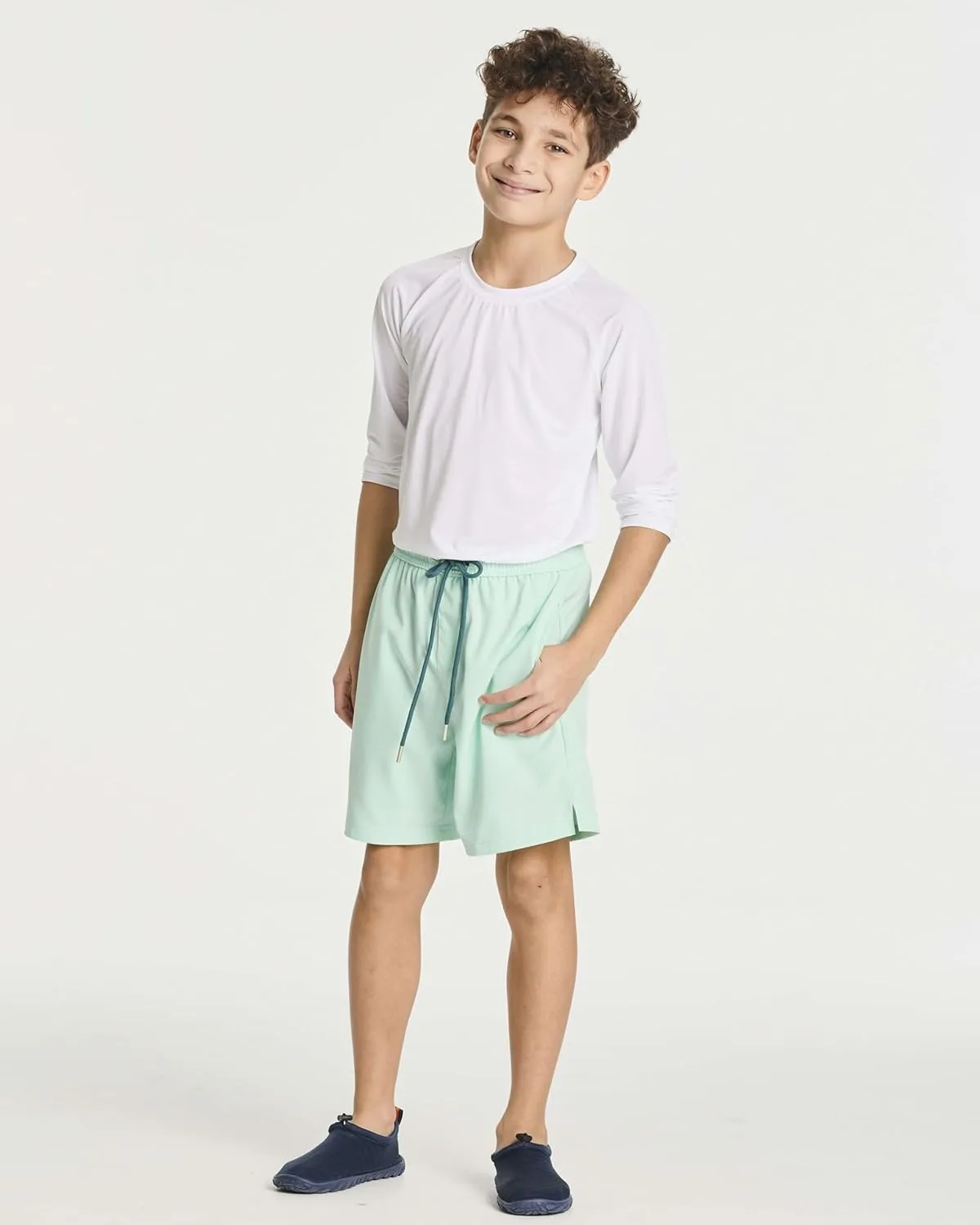 Real Essentials 3 Pack: Boys' 2 in 1 Swim Trunks with Compression Boxer Liner Stretch Beach Board Shorts Quick Dry (Age 4-18)