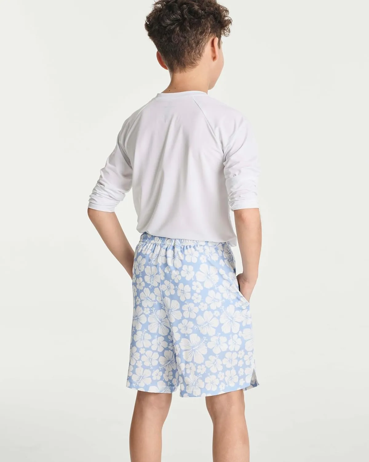 Real Essentials 3 Pack: Boys' 2 in 1 Swim Trunks with Compression Boxer Liner Stretch Beach Board Shorts Quick Dry (Age 4-18)