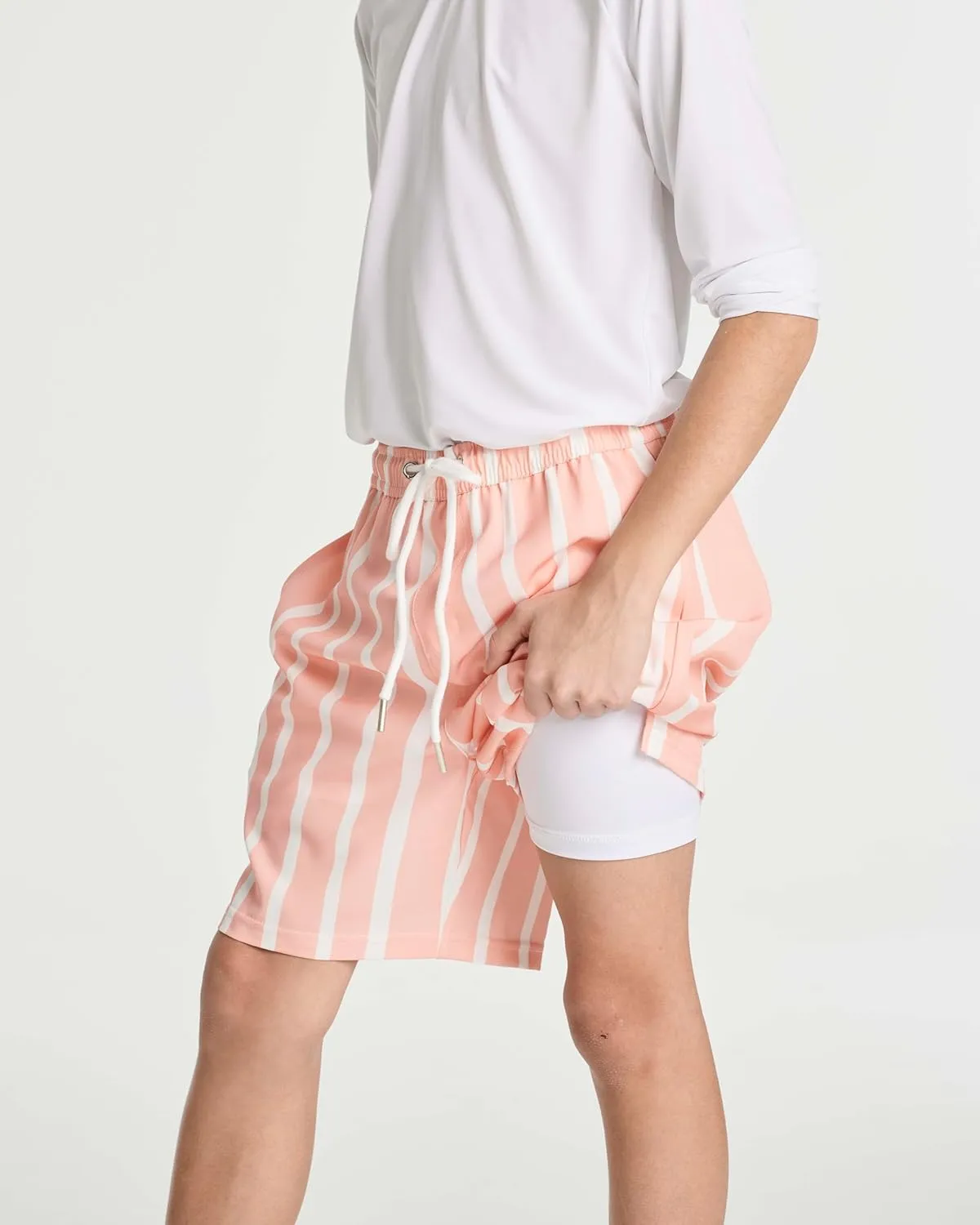 Real Essentials 3 Pack: Boys' 2 in 1 Swim Trunks with Compression Boxer Liner Stretch Beach Board Shorts Quick Dry (Age 4-18)