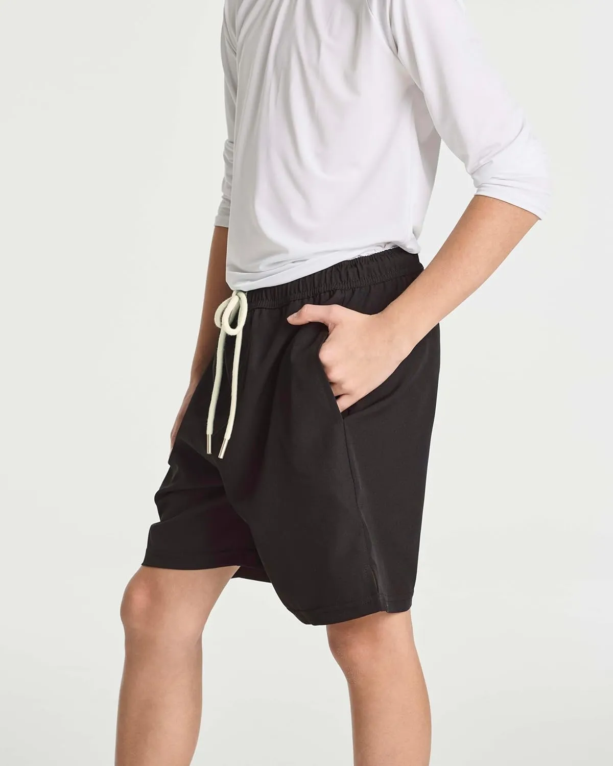 Real Essentials 3 Pack: Boys' 2 in 1 Swim Trunks with Compression Boxer Liner Stretch Beach Board Shorts Quick Dry (Age 4-18)