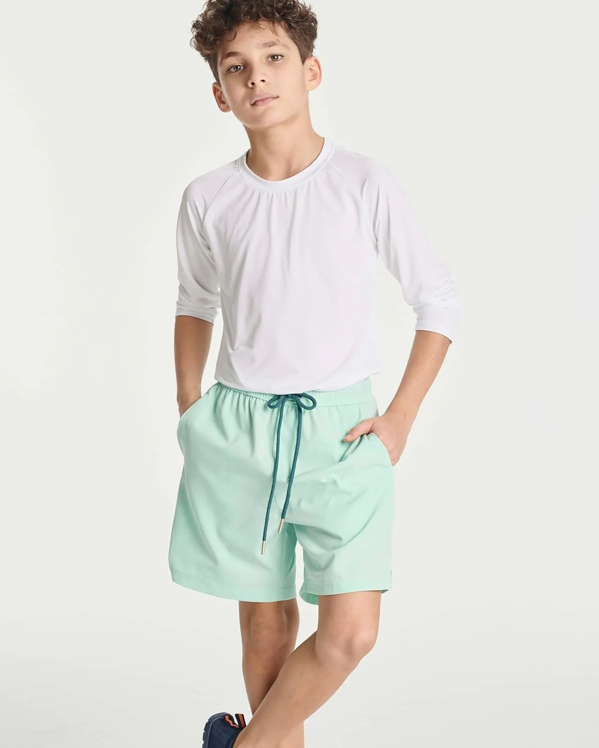 Real Essentials 3 Pack: Boys' 2 in 1 Swim Trunks with Compression Boxer Liner Stretch Beach Board Shorts Quick Dry (Age 4-18)