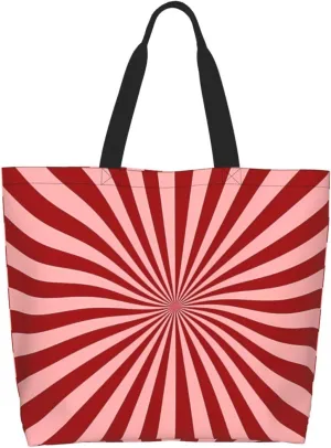 Red Pinks Candy Cane Swirling Women's Tote Bag Large Capacity Single Shoulder Bags Handbag for Shopping Work