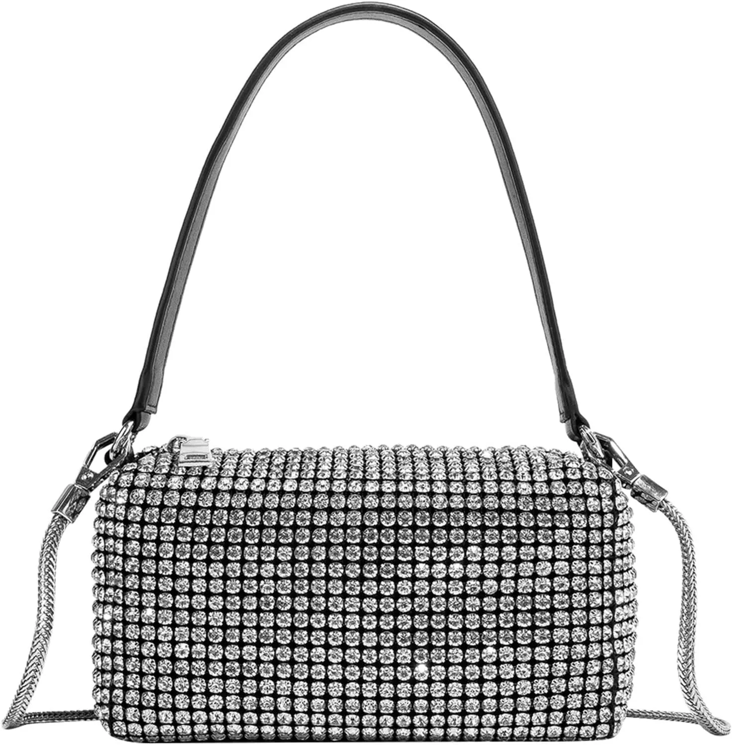 Rhinestone Bags Women Bling Satchel Bag Rhinestone Diamond Clutch Purse Sparkle Chain Crossbody Purse Shoulder Hobo Handbag Wedding Purse Women's Evening Bags