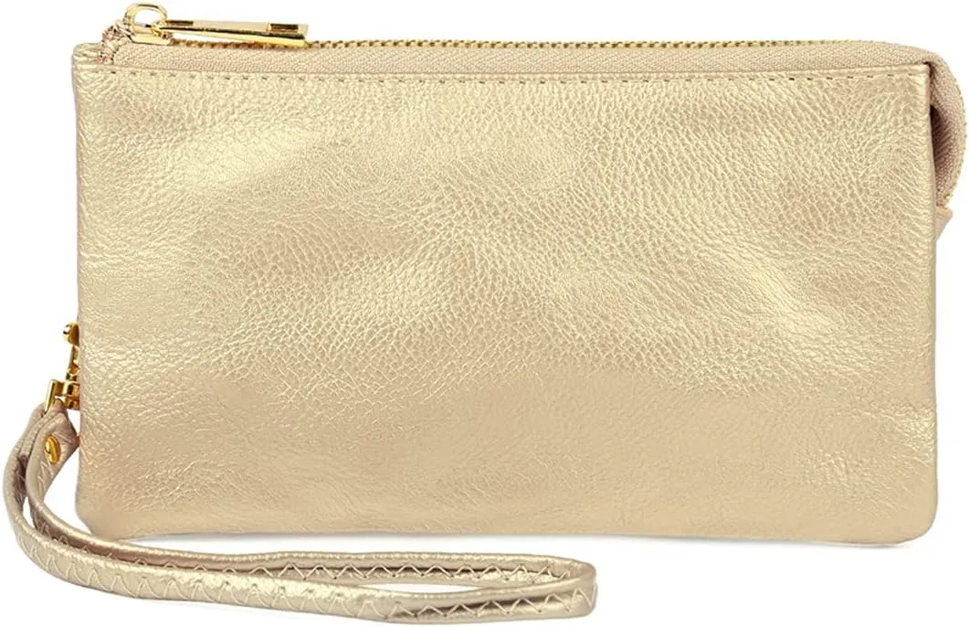 RIAH FASHION Convertible Faux Leather Wallet Purse Clutch - Mini Handbag Detachable Chain Crossbody Strap Phone Holder