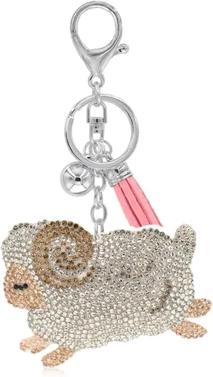 RIAH FASHION Cute Keychain Bag Charm Key Ring - Purse Pendant Tassel Fruits, Animals, College Team, Wristlet Strap Lanyard