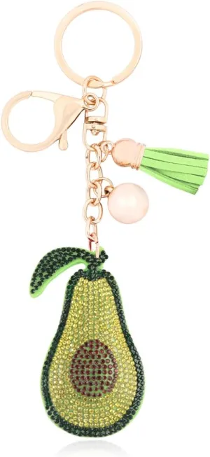 RIAH FASHION Cute Keychain Bag Charm Key Ring - Purse Pendant Tassel Fruits, Animals, College Team, Wristlet Strap Lanyard
