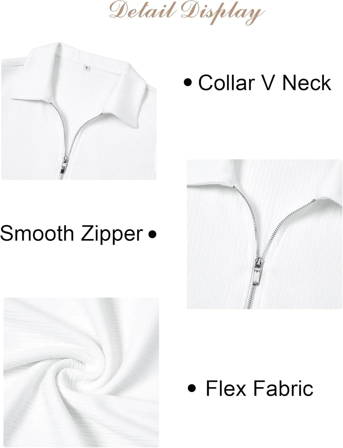 Ribbed Tank Tops for Women Zipper V Neck Dressy Casual Blouses Sleeveless Camisole Top Business Work Polo Shirts