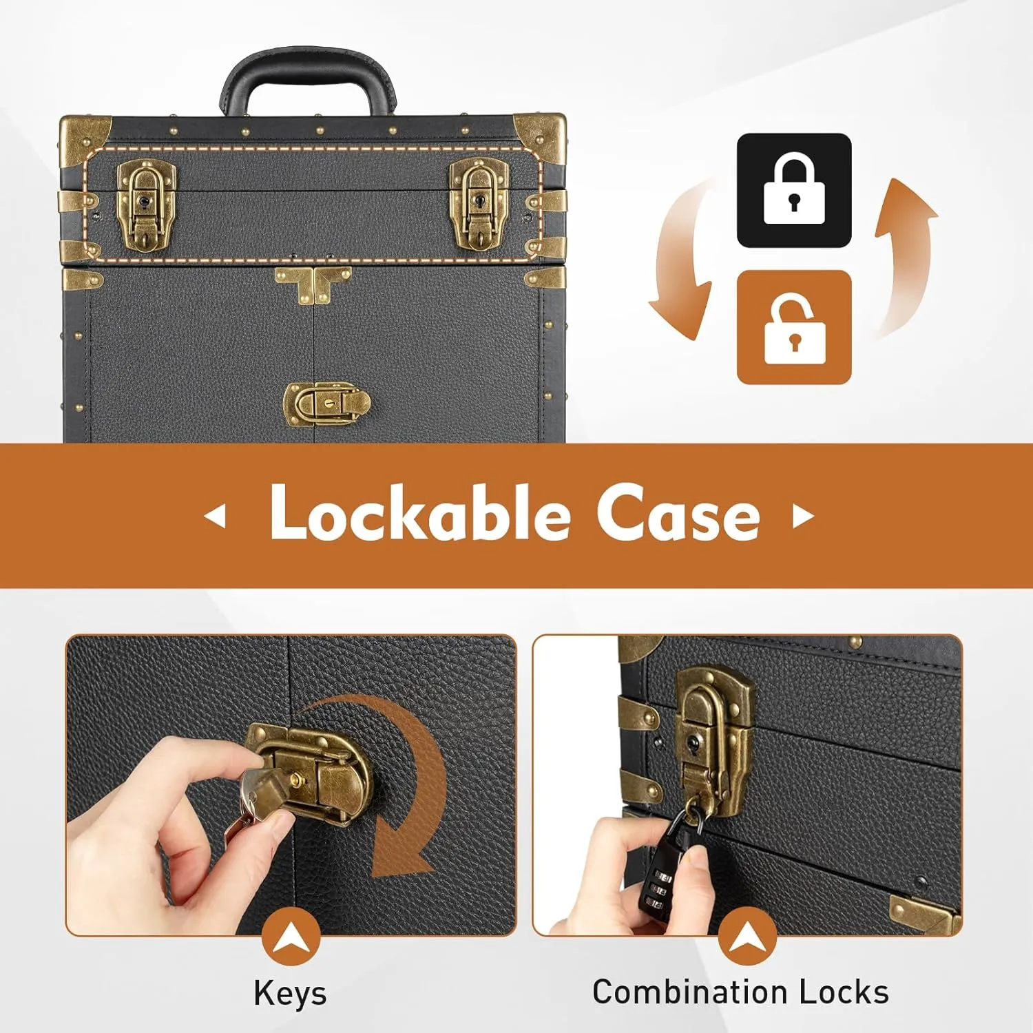 Rolling Cosmetic Case with Hairdryer Holder, Lockable Cosmetic Trolley Make-Up Tool Box, Beauty Travel Organizer Hairdresser Trolley Stylist Beauty for Salon & Home