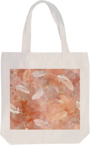 Rose gold feather Canvas Tote Canvas Grocery Bag for Women Work Reusable Tote Bags