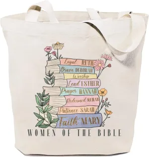 SAUIVD Canvas Tote Bag Women Of The-Bible Books Gifts Cotton Handbags Trendy Shoulder Bag Shopping Reusable Grocery Bag