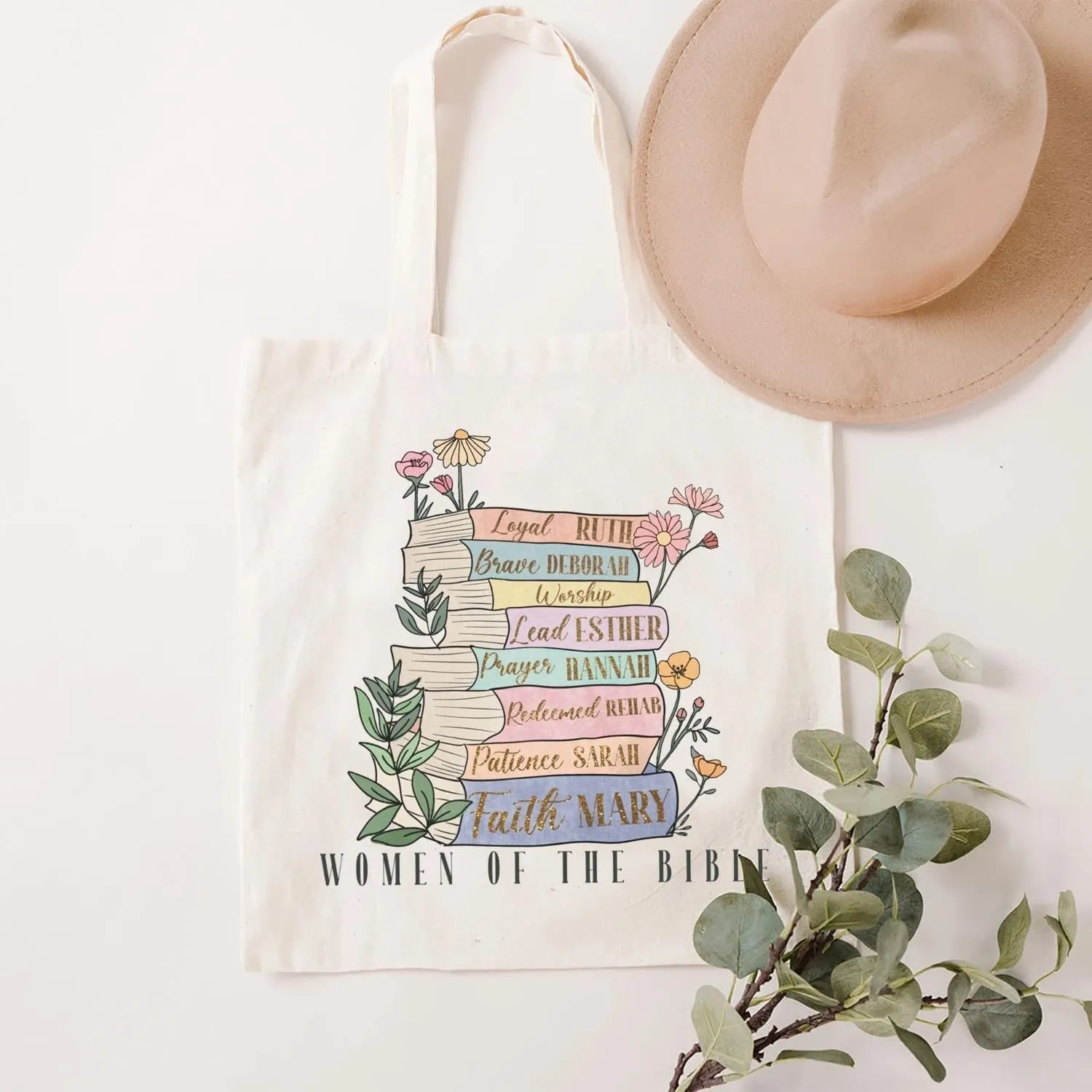 SAUIVD Canvas Tote Bag Women Of The-Bible Books Gifts Cotton Handbags Trendy Shoulder Bag Shopping Reusable Grocery Bag