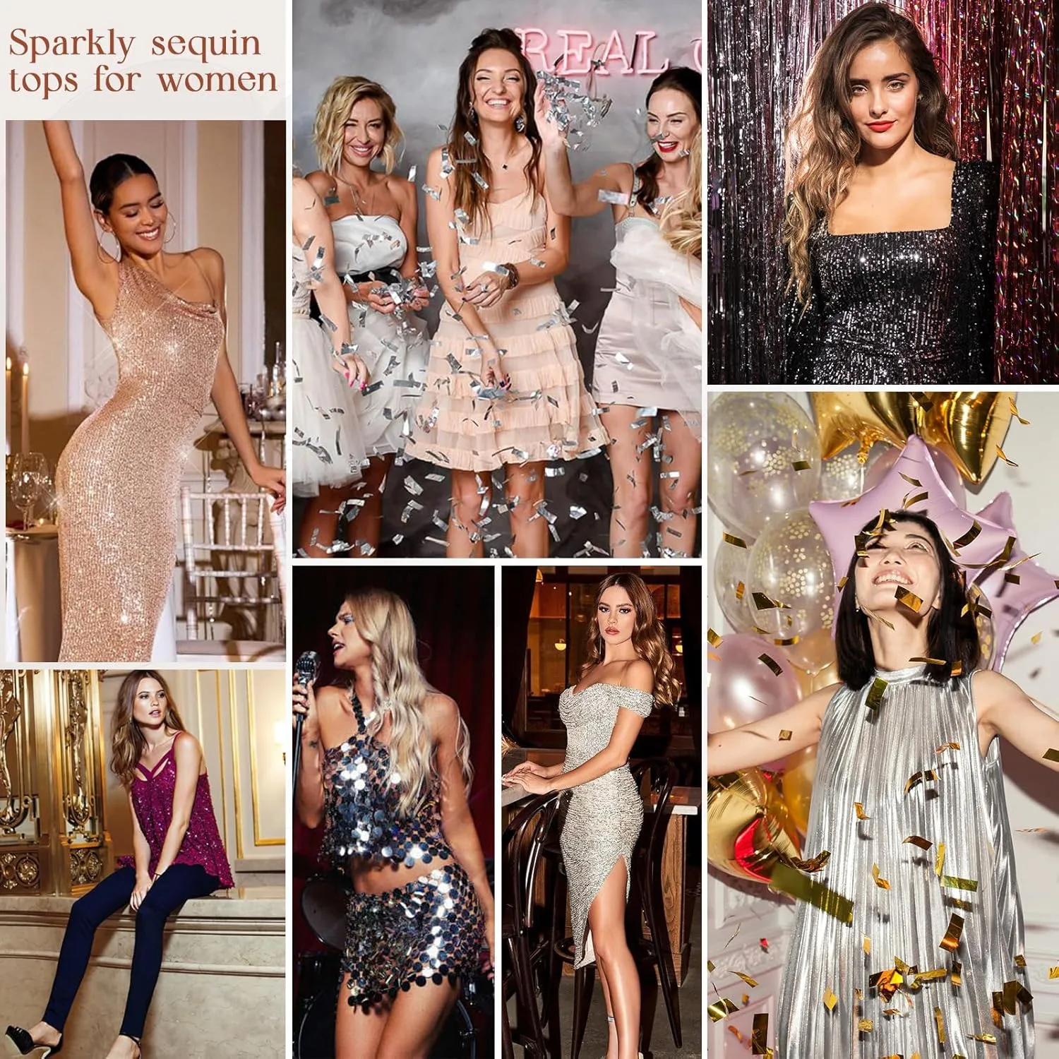 Sequin Tops for Women Sparkly Tops Sleeveless Halter Tank Concert Outfits Party Club Cocktail Vest Disco Clothes