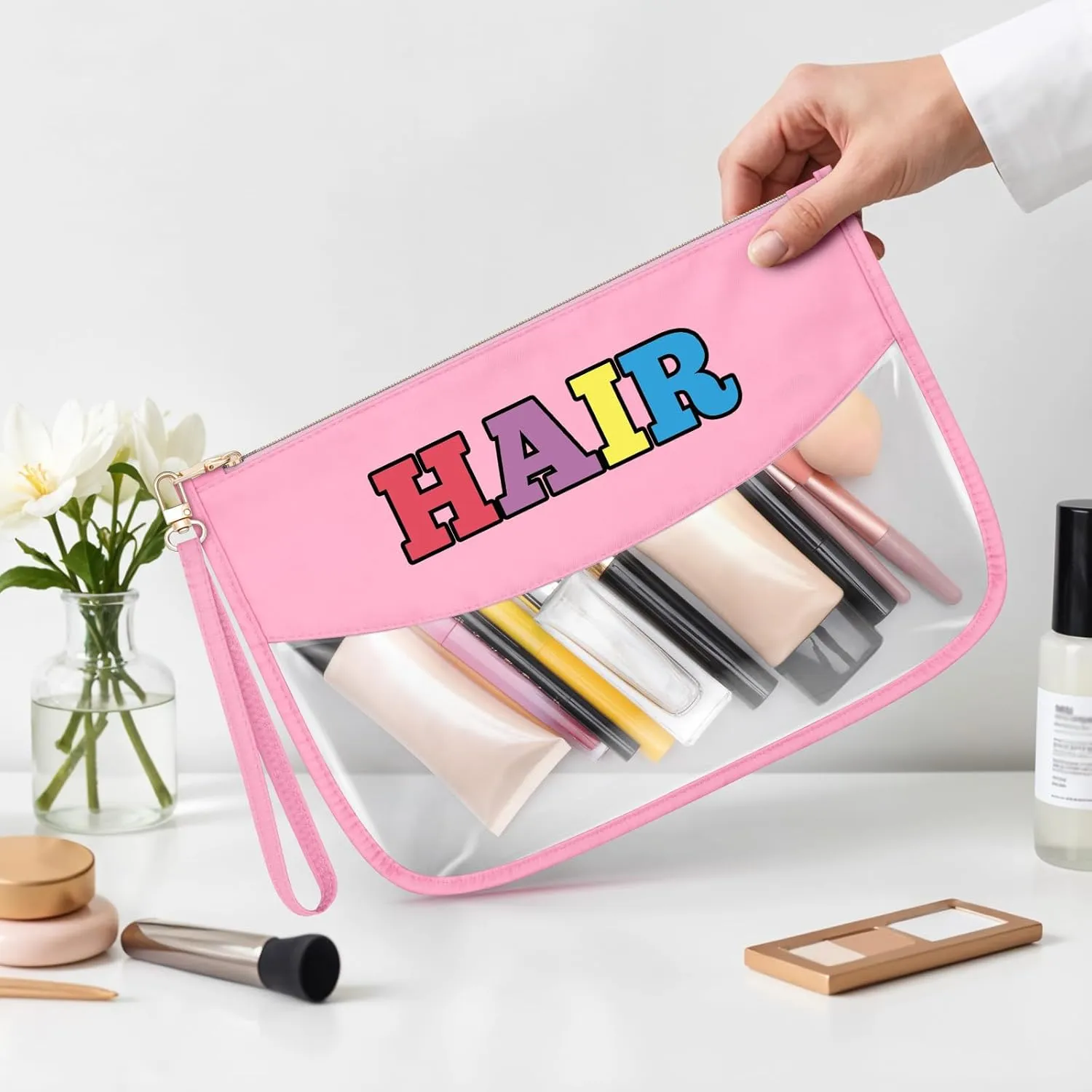 Sfodiary Hairdresser Hair Stylist Gifts for Women Clear Makeup Bag Hairdresser Appreciation Gifts PVC Cosmetic Bag Cosmetology Graduation Birthday for Salon Stylist Friends Zipper Travel Pouch