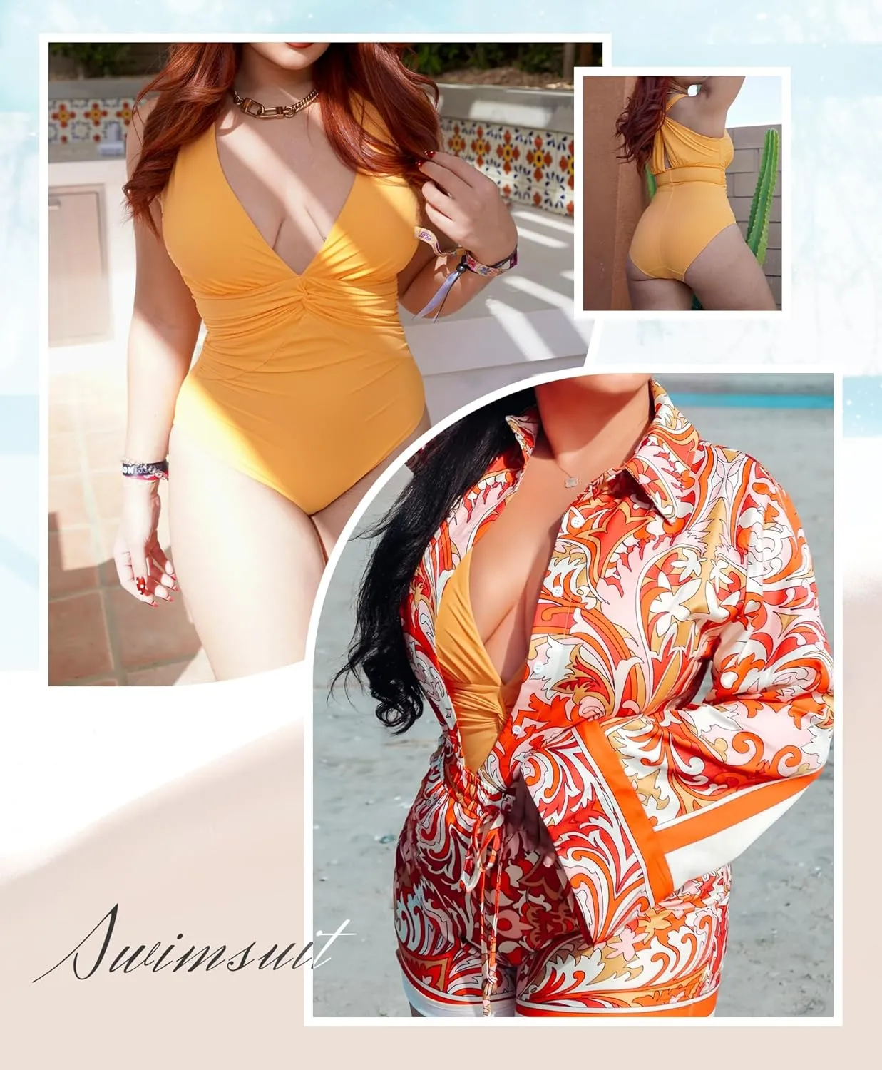 SHAPELLX Women's One Piece Swimsuit Tummy Control Ruched Full Coverage Bathing Suit V Neck Slimming Swimwear