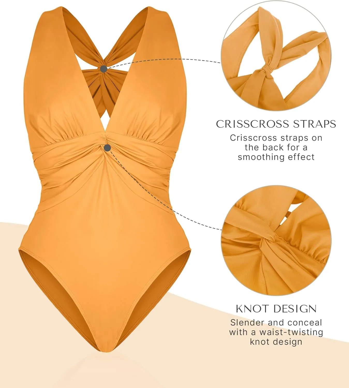 SHAPELLX Women's One Piece Swimsuit Tummy Control Ruched Full Coverage Bathing Suit V Neck Slimming Swimwear