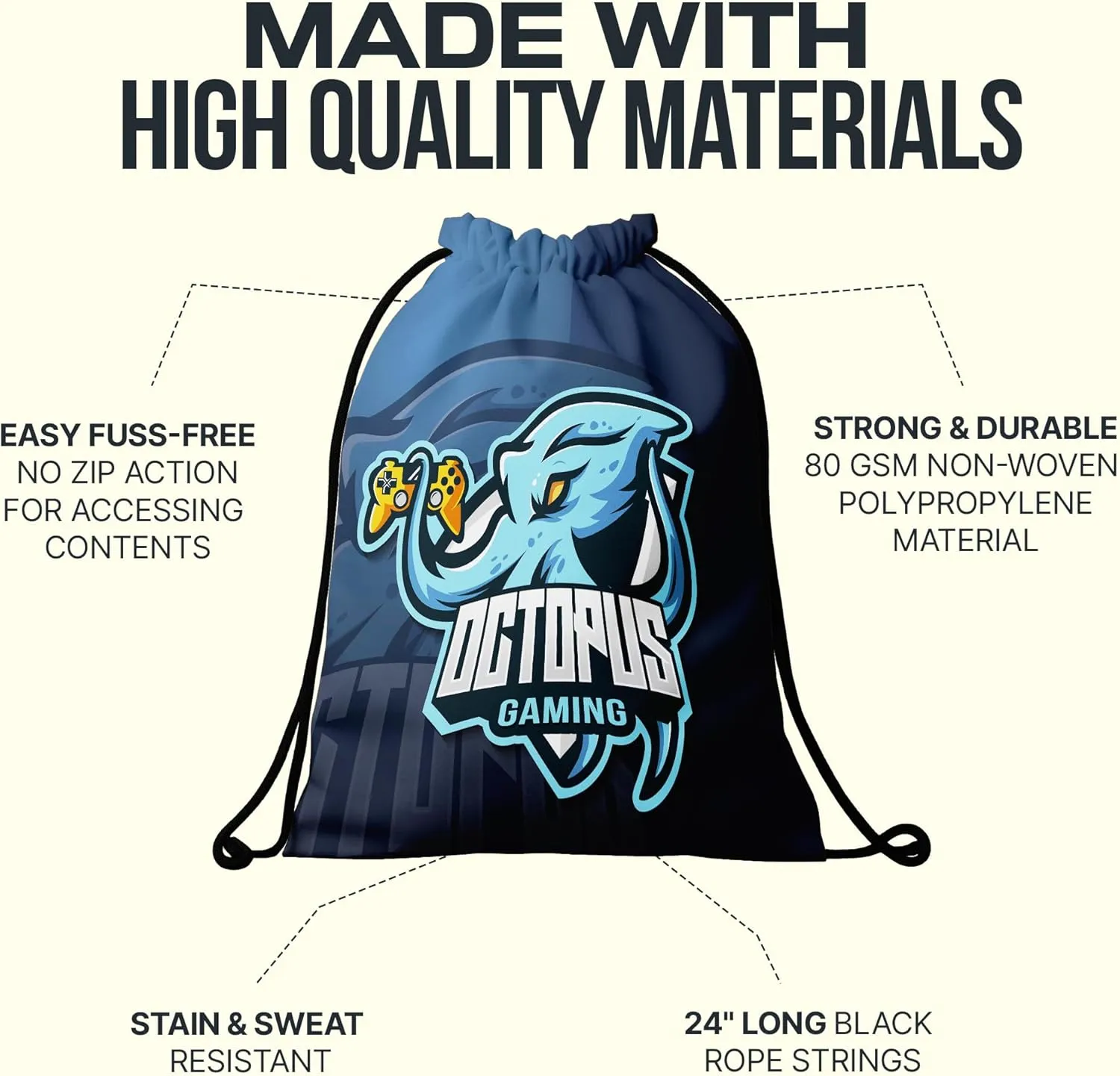Ships Next Day, Made in USA - Custom Drawstring Bags - Personalize with Logo/Image - Perfect for Family Trips, Business Events, Parties - Choose Single item or Bulk - Ideal for Men/Women (10-Pack)