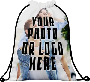 Ships Next Day, Made in USA - Custom Drawstring Bags - Personalize with Logo/Image - Perfect for Family Trips, Business Events, Parties - Choose Single item or Bulk - Ideal for Men/Women (10-Pack)