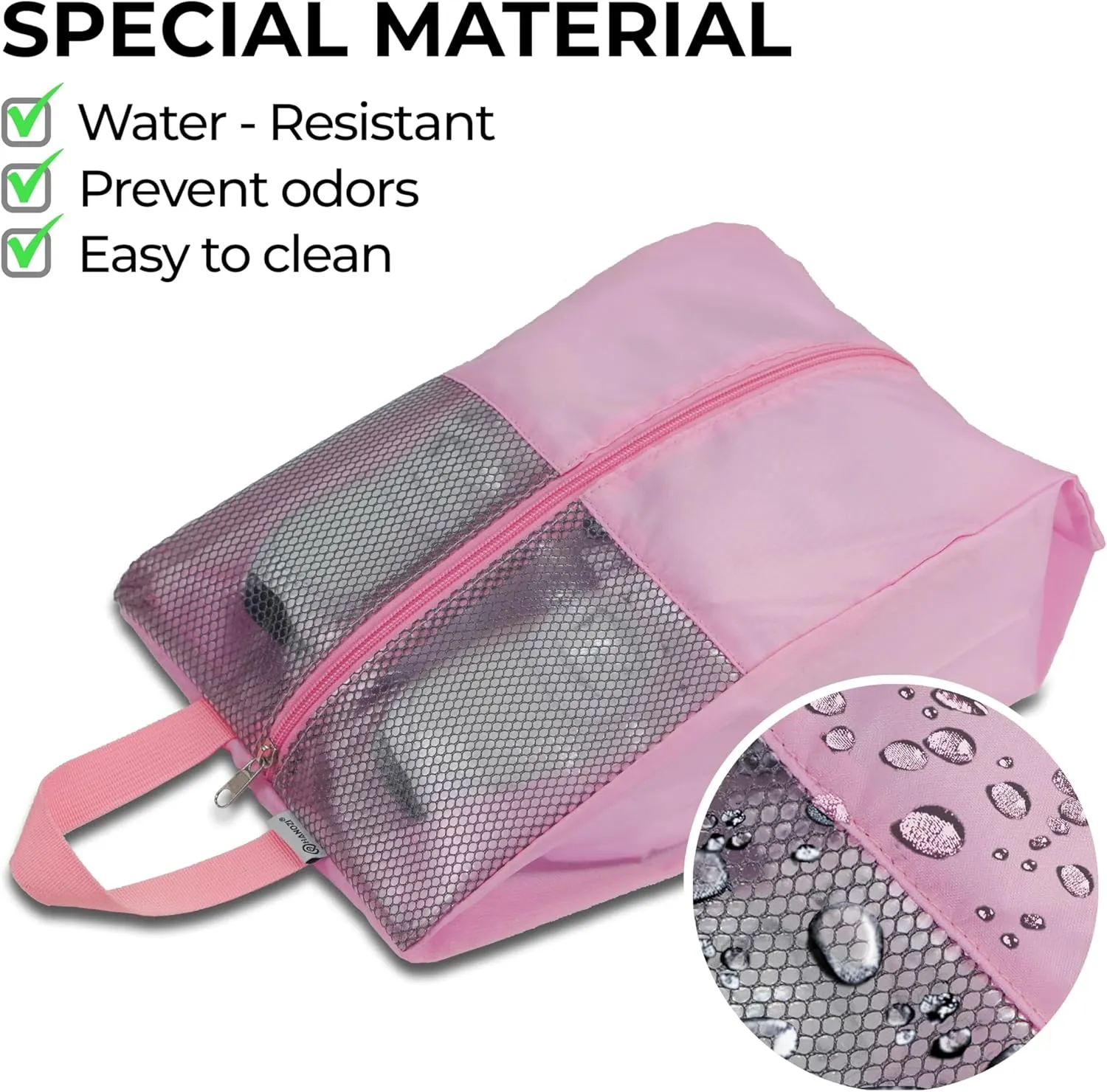 Shoe Bags For Travel, Used As For Storage or Shoe Travel Bag, Featuring Waterproof Nylon Sneaker Bag. (Light Pink, 2 Pack, Medium)