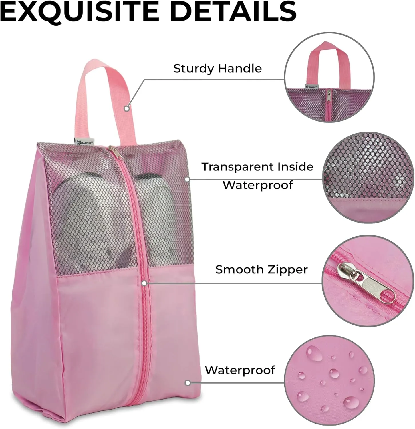 Shoe Bags For Travel, Used As For Storage or Shoe Travel Bag, Featuring Waterproof Nylon Sneaker Bag. (Light Pink, 2 Pack, Medium)