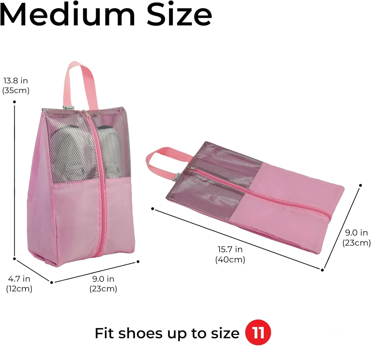 Shoe Bags For Travel, Used As For Storage or Shoe Travel Bag, Featuring Waterproof Nylon Sneaker Bag. (Light Pink, 2 Pack, Medium)