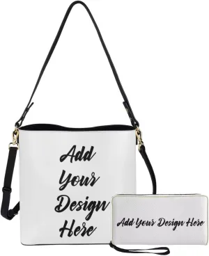 Shoulder Bags Set 2 Piece Bucket Bags Saddle Bags with Adjustable Shoulder Strap Wristlet Purses for Women
